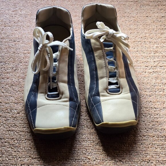 PRADA VINTAGE Leather Sneakers l  Navy Cream Blue Driver\'s license  l  s  8 1/2 main image 8